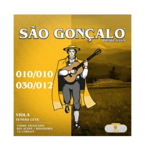 Encordoamento para Viola Caipira SÃO GONÇALO 011-034 Tensão Média Cobre Prateado IZ16703