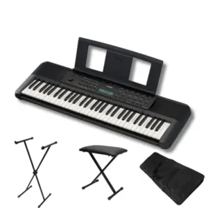 Kit Teclado Arranjador YAMAHA - PSR E283 + Suporte e Banqueta Premium SATY + Capa LOPES