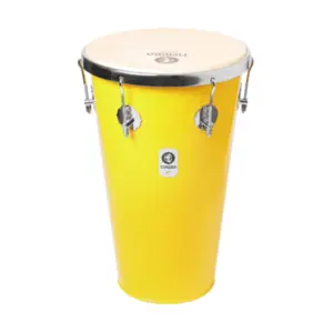 Tantan Cônico TIMBRA 12 Polegadas X 50cm Amarelo em Alumínio com Aro Cromado e Pele Animal 6AF