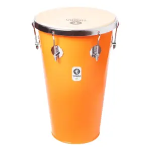 Tantan Cônico TIMBRA 12 Polegadas X 50cm Laranja em Alumínio com Aro Cromado e Pele Animal 6AF