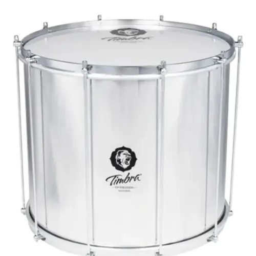 Surdo Axé TIMBRA 18 Polegadas X 40cm em Alumínio com Aro Cromado e Pele Leitosa
