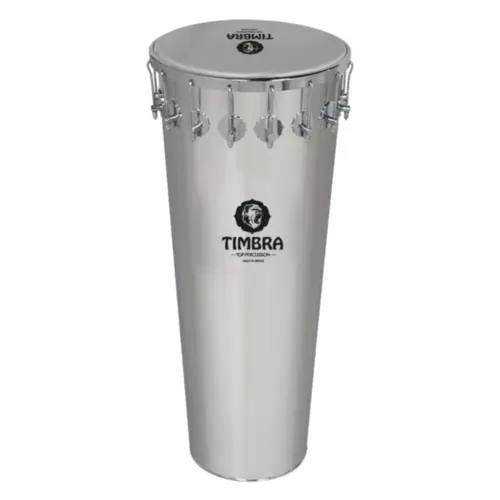 Timbal TIMBRA 14 polegadas X 90cm em Alumínio Polido com Aro Cromado 16 AF e Pele Leitosa