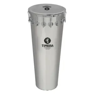 Timbal TIMBRA 14 polegadas X 90cm em Alumínio Polido com Aro Cromado 16 AF e Pele Leitosa