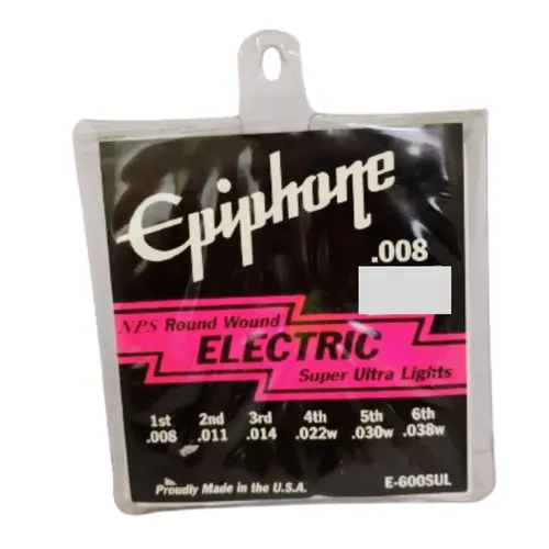 Encordoamento para Guitarra - Epiphone - 008 Electric Super Ultra Light - Made in USA (Outlet)