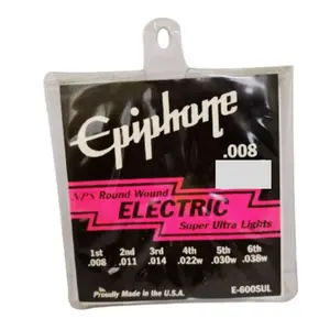 Encordoamento para Guitarra - Epiphone - 008 Electric Super Ultra Light - Made in USA (Outlet)
