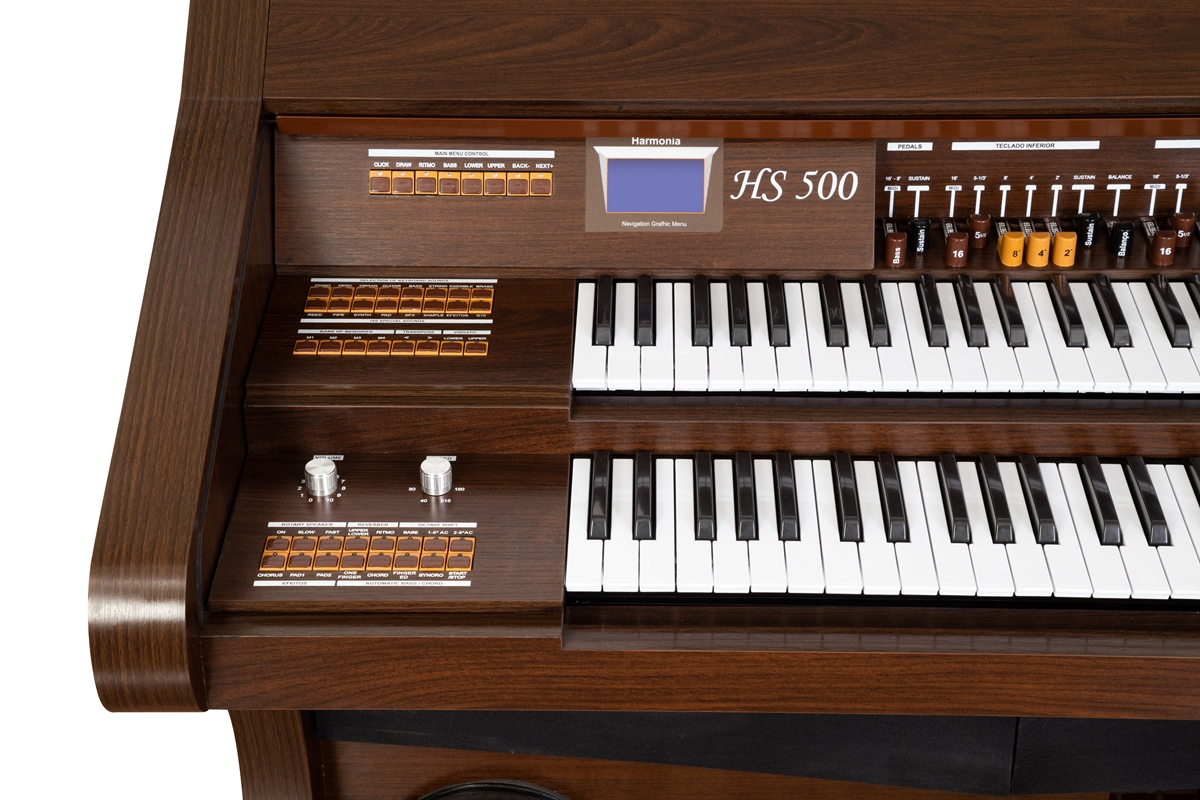 Órgão Eletrônico HARMONIA - HS500 Orquestra Imbuia Alto Brilho - Órgão