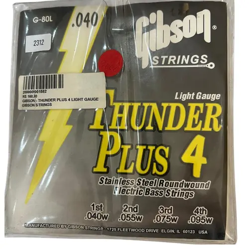 Encordoamento para Baixo Elétrico 4C GIBSON Thunder Plus 040 Light Gauge