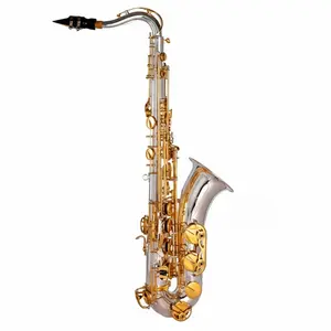 Saxofone Tenor Prateado com Chaves Douradas Tokai TST-200PG