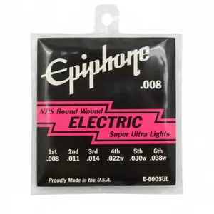 Encordoamento para Guitarra - Epiphone - 008 Electric Super Ultra Light - Made in USA Outlet