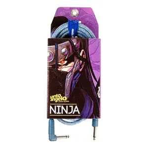 Cabo para Guitarra 0,20mm Conectores P10 x P10L NINJA L TX CABLE AZ CL 20Ft/6.10M - SANTO ANGELO