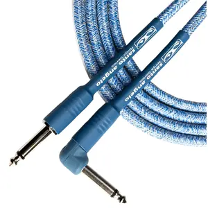 Cabo para Guitarra 0,20mm Azul Claro Conectores P10 x P10L NINJA L TX CABLE 15Ft/4.57M - SANTO ANGELO