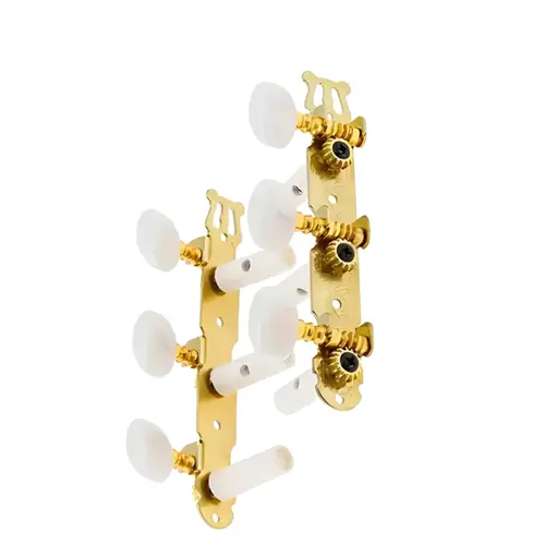 Tarraxa Pino Fino Dourada Celulóide Branco/Headstock Furo Lateral