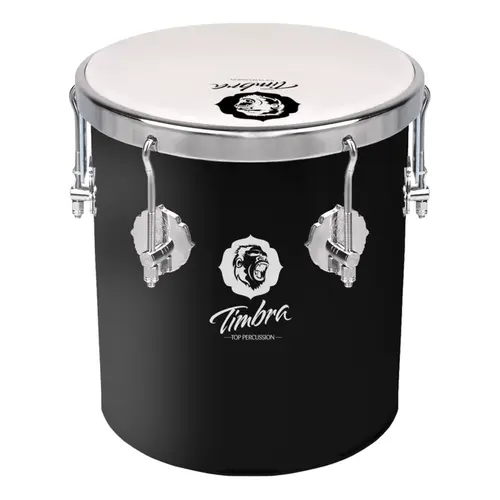 Repique de Mão 10'' X 30 Cm Alumínio Preto Fosco C/ Aro Cromado Pele Leitosa 6 Afinadores - TIMBRA