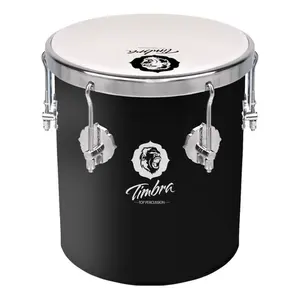 Repique de Mão 10'' X 30 Cm Alumínio Preto Fosco C/ Aro Cromado Pele Leitosa 6 Afinadores - TIMBRA