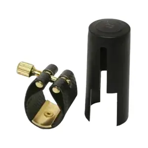 Abraçadeira de Couro Costurada c/ Ressonador e Cobre Boquilha p/ Boquilha de Massa Clarinete - Free Sax
