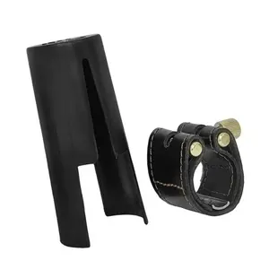 Abraçadeira de Couro Costurada c/ Ressonador e Cobre Boquilha p/ Boquilha de Massa Sax Soprano - Free Sax