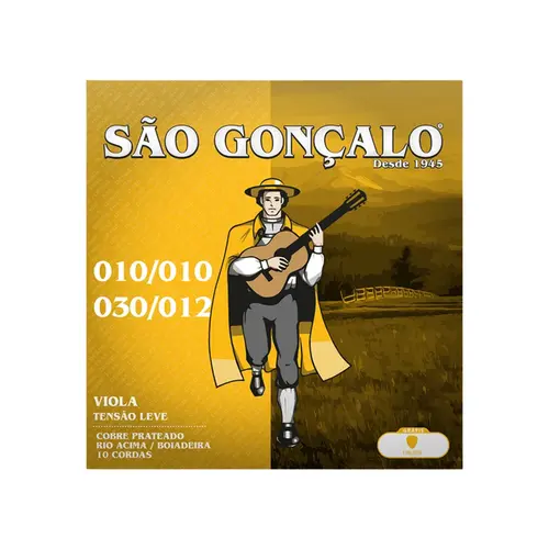 Encordoamento para Viola Caipira SÃO GONÇALO 010-030 Tensão Leve Cebolão Mi
