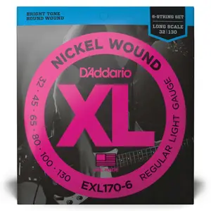 D'Addario EXL170-6 Encordoamento para Baixo 6 Cordas 032-130 Escala Longa